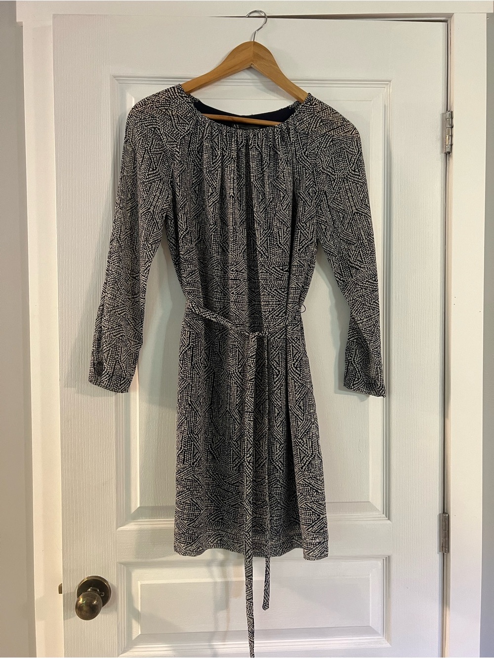 Armani Exchange Navy and Cream Patterned Dress